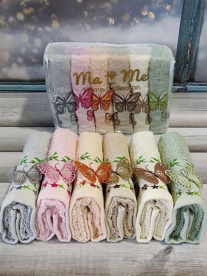 Полотенца кухонные Mame Butterfly 30х50см Махра набор 6шт