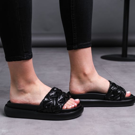 Шльопанці жіночі Fashion Duke 3675 41 розмір 26 см Чорний | Зображення 1