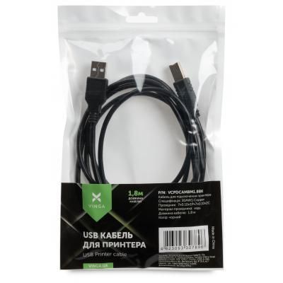 Кабель для принтера USB 2.0 AM/BM 1.8 m Vinga (VCPDCAMBM1.8BK) | Зображення 3
