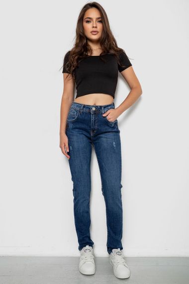 Джинси жіночі однотонні Skinny, колір синій, 244R11966 | Зображення 1