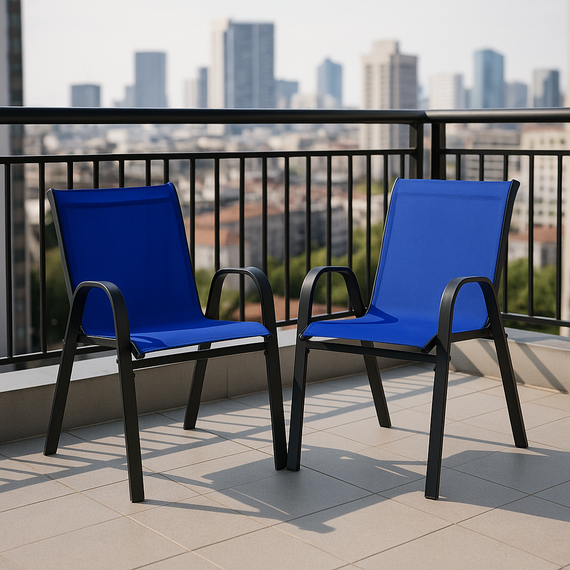 Комплект садових стільців Costway Patio з підлокітниками синій