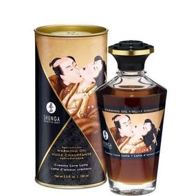 Розігріваюча олія з афродизіаками Shunga Aphrodisiac Warming Oil – (100 мл) без цукру, смачний, Creamy Love Latte