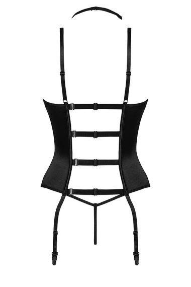 Корсет Beauty Night JOANNA CORSET & thong Черный с цветами S/M | Зображення 6