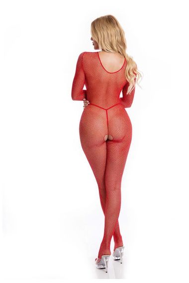 Бодістокінг - Pink Lipstick Lingerie Risque Crotchless Bodystocking Red, S/M Sex Aura | Зображення 1