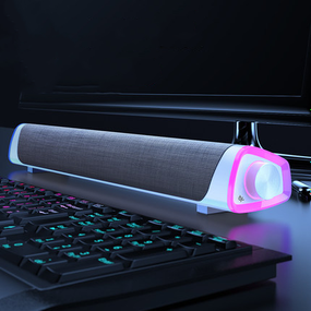 Звукова провідна панель, колонка SV для ПК з RGB-підсвічуванням Plug-in 415*78*68 мм, Білий