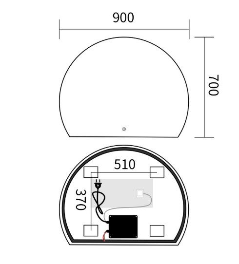 Дзеркало Mixxus Premium TOPPER MS01-90x70-REVERSE (LED Touch, Anti-fog (3-6,5kK)) (MP6632) | Зображення 1