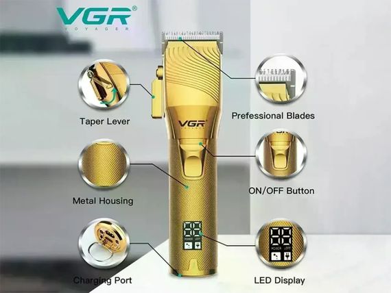 Машинка для стрижки VGR V-280 • Аккумуляторная машинка VGR V-280 с 6 насадками 1,5–13 мм, LCD-дисплеем и USB-зарядкой | Зображення 5
