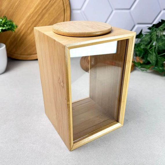 Банка бамбукова Bamboo L GK-5877 для зберігання сипучих продуктів зі скляними стінками 2,5 л Прозорий | Зображення 2