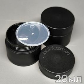 Баночка для геля пластик (с заглушкой) черная 20мл