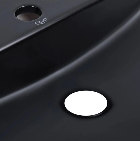Комплект Qtap Scorpio: Раковина накладна овальна 500x380x120 мм Matt Black + Донний клапан PU03 (QT142202MBMBN47312) | Зображення 3