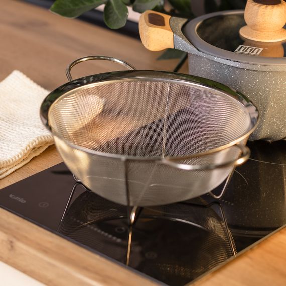 Друшляк з двома ручками 25 см дрібнокомірчаста сітка з нержавіючої сталі HP-19-2-25CM | Зображення 3