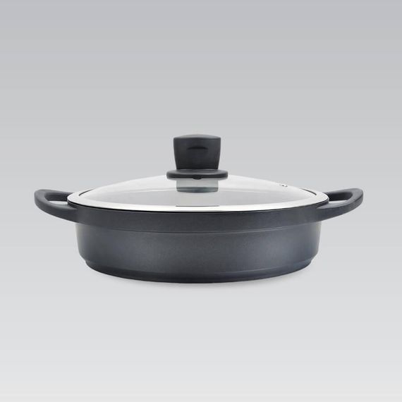 Каструля Maestro Shallow MR-4328-S, 3.8 л, 28 см, алюмінієва з кришкою та антипригарним покриттям