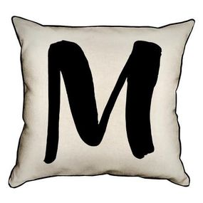Подушка с мешковины Английская буква M 45x45 см (45PHB_ABC026_WH)