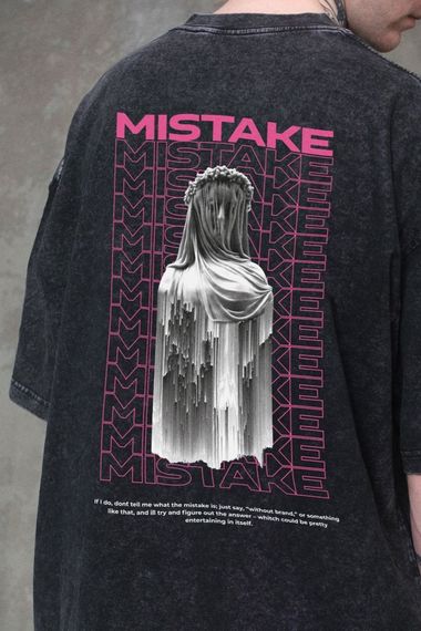 Виварена Оверсайз Футболка Without Washed З Принтом Mistake Black | Зображення 1