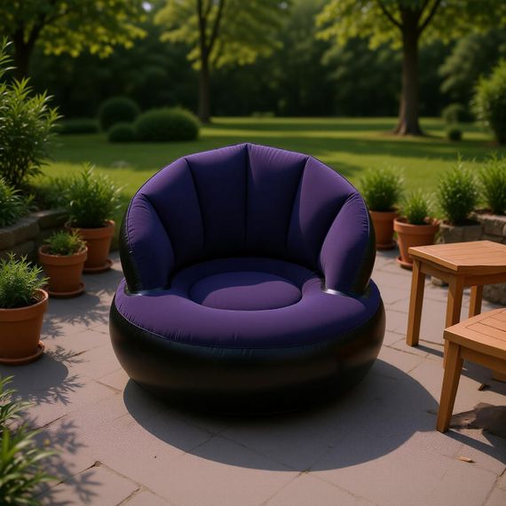Надувне крісло AIR SOFA / Надувне велюрове крісло 80×80×67см Темно-синій | Зображення 1