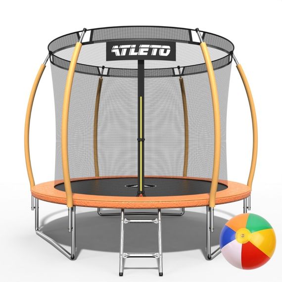 Батут дитячий Atleto 312 см із захисною сіткою і драбиною для дому та дачі помаранчевий 42400469