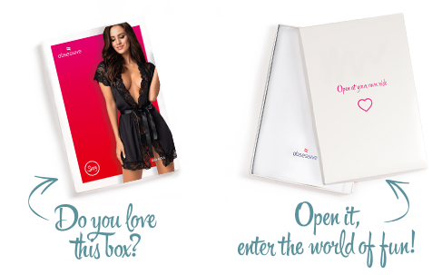 Сатиновий відкритий пеньюар на поясі Obsessive 810-PEI–1 peignoir black L/XL, чорний sexstyle | Зображення 7