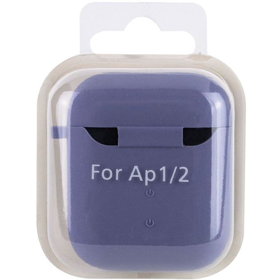 Силиконовый футляр с микрофиброй для наушников Airpods 1/2 Серый / Lavender Gray | Зображення 5