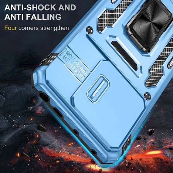 Ударопрочный чехол Camshield Army Ring для Xiaomi Redmi Note 13 4G Голубой / Light Blue | Зображення 6