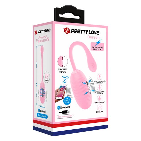 Віброяйце - Pretty Love Doreen Electric Shock Egg Light Pink (App) | Зображення 8