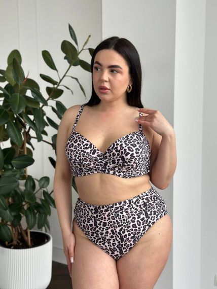 Жіночий роздільний леопардовий купальник  PLUS SIZE з поролоновою чашкою | Зображення 6