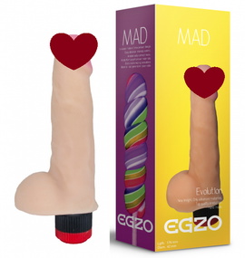 Вибратор реалистичный с мошонкой EGZO MAD Ciberskin Vigorous Lover на батарейках sexstyle