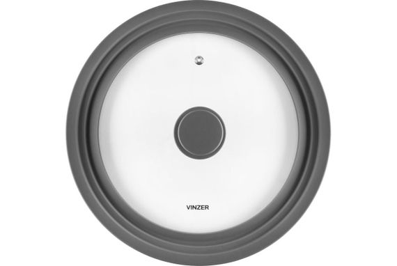 Крышка стеклянная Vinzer 24/26/28 см 50253 универсальная с силиконовым ободком | Зображення 1