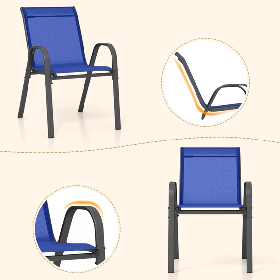 Комплект садових стільців Costway Patio з підлокітниками синій | Зображення 8