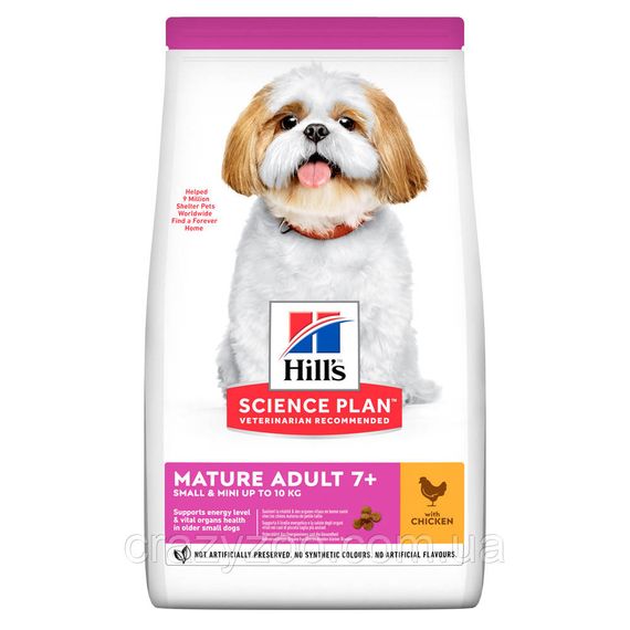 Сухой корм для собак мелких пород старше 7 лет Hills Science Plan Small & Mini Mature Adult 7+ с курицей 6 кг