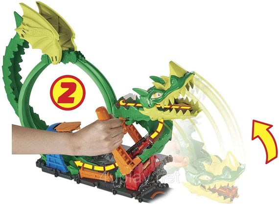 Трек Хот Вилс Сити Опасные существа Атака огненного дракона Hot Wheels City Dragon Drive Firefight | Зображення 2