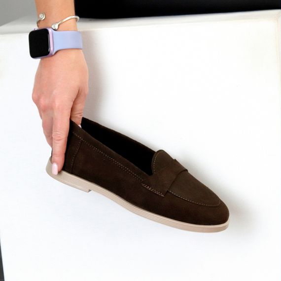 Класичні замшеві лофери гіркий колір Шоколад виробництво Україна | Зображення 1