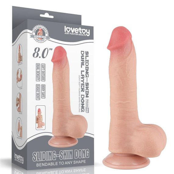 Фаллоимитатор 8' Sliding Skin Dual Layer Dong Flesh Sex Aura