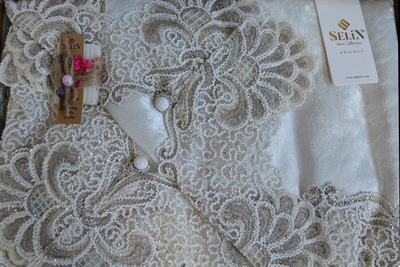 Велюровая скатерть Selin Yesim 160×350 см Кремовая | Зображення 4