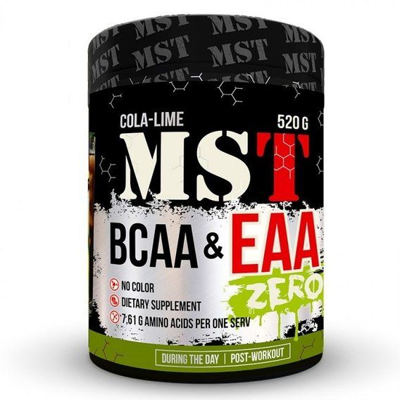 Аминокислота BCAA для спорта MST Nutrition BCAA & EAA Zero 520 g /40 servings/ Cola Lime
