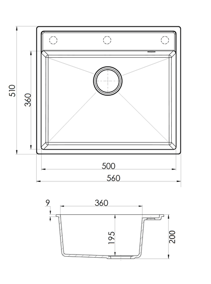 Кухонна мийка Fabiano Quadro 56x51 Grey Metallic 8221.301.0788 | Зображення 1