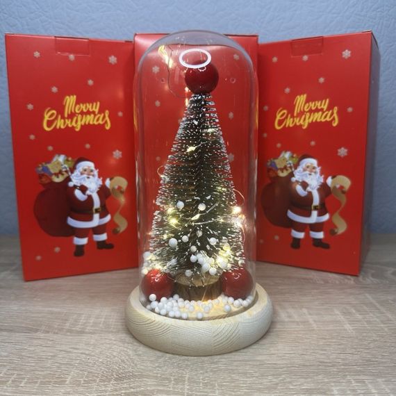 Новорічна ялинка в скляній колбі з підсвічуванням, Різдвяна ялинка в колбі зі світлодіодною гірляндою знижка | Зображення 4