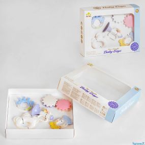 Набір брязкалець труба, два прорізувачі, шестерні, бубонці, в коробці