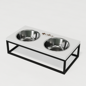 Миски на подставке для средних собак и больших котов Hollky Base M (2 × 0,95 л) BM-422110-BLWH