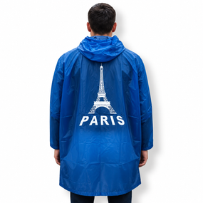 Щовик Paris Blue з капюшоном водонепроникний 5000 мм H₂O, синій вологозахисний плащ, розмір L