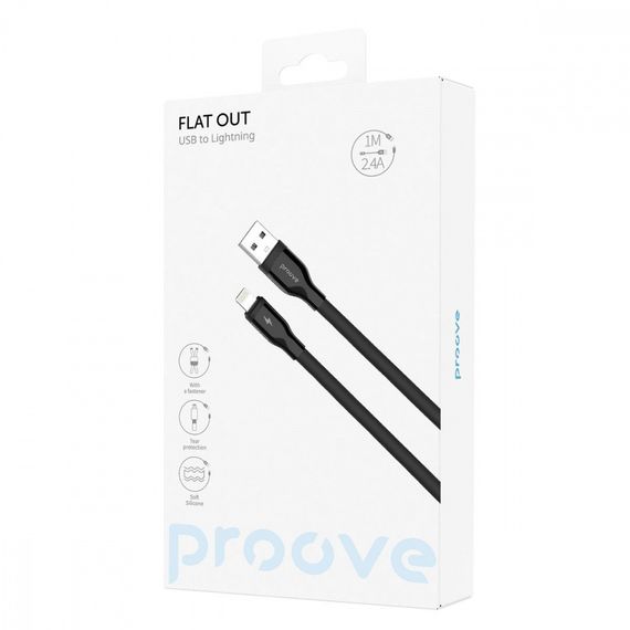 Кабель Proove Flat Out Lightning 2.4A (1m) white | Зображення 1