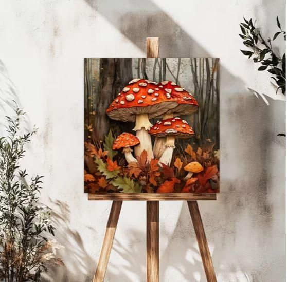 Набор для вышивки крестом JOZYSH "Лесные мухомори" 14CT, 40x40 см, канва Аида с нанесенным рисунком | Зображення 6