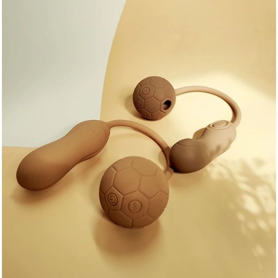Подвійний вібратор у вигляді м'яча з вакуумом та для точки G, Sweet Em 0036F, коричневий sexstyle | Зображення 4