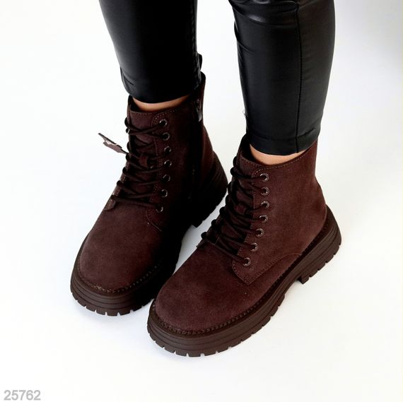 Повсякденні шоколадні зимові черевики берці натуральна замша доступна ціна | Зображення 7