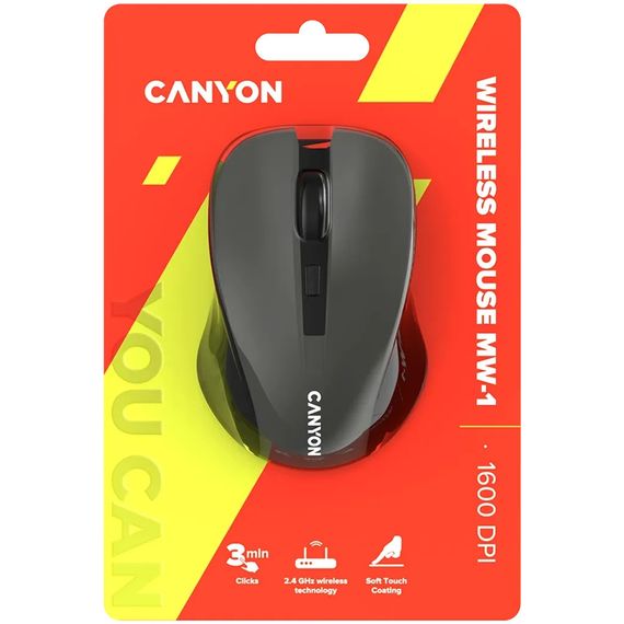 Мышь компьютерная безпроводная Canyon CNE-CMSW1G Gray серая | Зображення 5