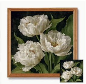 Набір для вишивання хрестиком "Шепіт пелюсток" 14CT, 40x40 см, канва Аїду з нанесеним малюнком