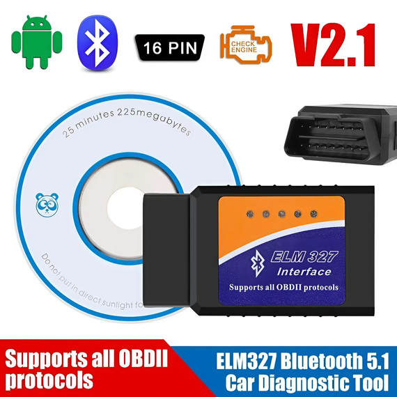 Автомобільний сканер ELM327 OBD2 V 2.1 bluetooth для Android | Зображення 1