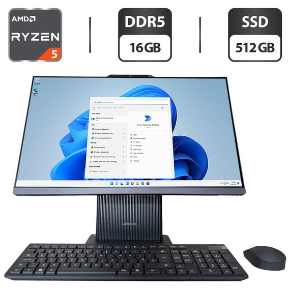 Моноблок Lenovo IdeaCentre 3 24ARR9/24" (1920x1080) IPS/AMD Ryzen 5 7535HS (6(12) ядер по 3.3 - 4.5 GHz) /  16 GB DDR5 / 512 GB SSD / AMD Radeon 660M Graphics / WebCam / 2x 3W / Клавіатура та мишка