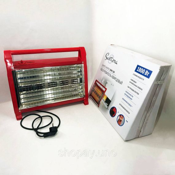 Кварцовий обігрівач Suntera QHW‑106 — 1800W, інфрачервоний, 2 режими, термостат, вентилятор, зволожувач, червоний | Зображення 3