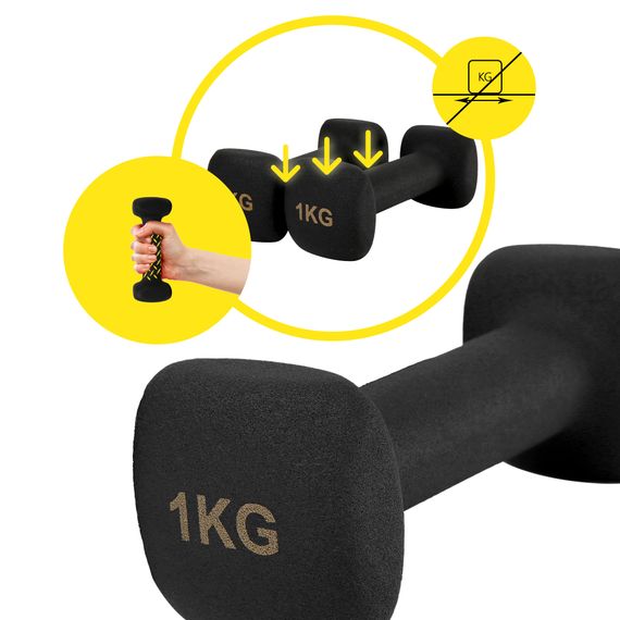 Гантелі вінілові Cornix Square 2 x 1 кг XR-0406 Black | Зображення 4