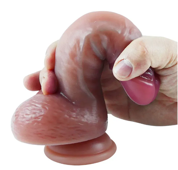 Большой фаллоимитатор с мошонкой на присоске OYO - Dildo Double Layer Silicone YQW-027 (длина 20 см, диаметр 4 см) Sex Aura | Зображення 4
